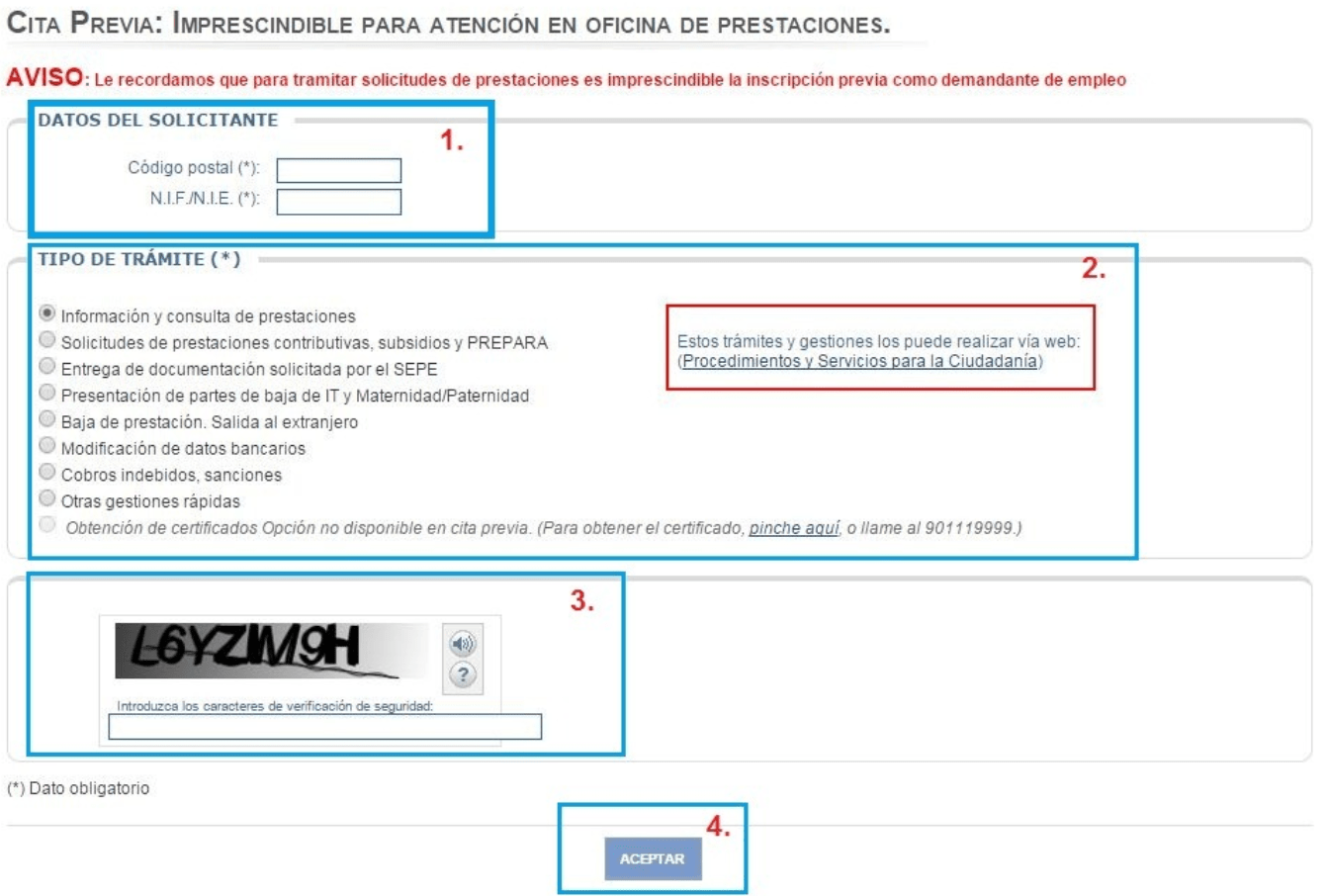 Solicitar cita previa por Internet